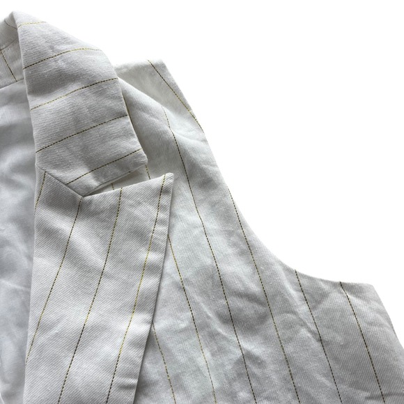 Rachel Zoe Women 8 White Gold Pinstripe Linen Bl Double Breasted Sleeveless Vest - Picture 7 of 16